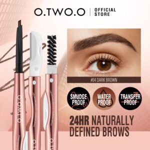 O.TWO.O 3-in-1 Eyebrow Pen with Eyebrow Scraper, Brush, and Eyebrow Pencil